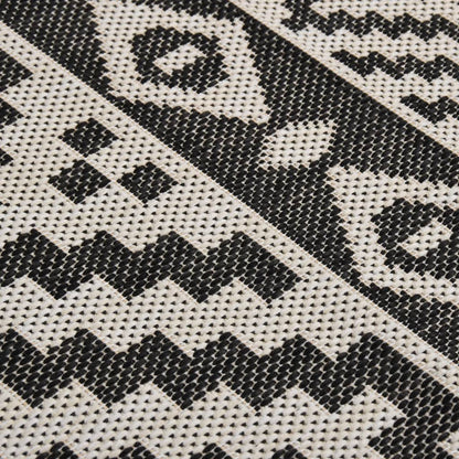 vidaXL Tapis à tissage plat d'extérieur 140x200 cm Rayures noires