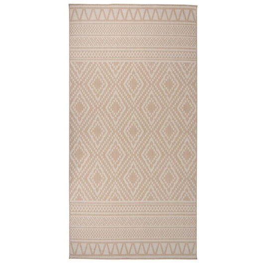 vidaXL Tapis à tissage plat d'extérieur 100x200 cm Rayures brunes