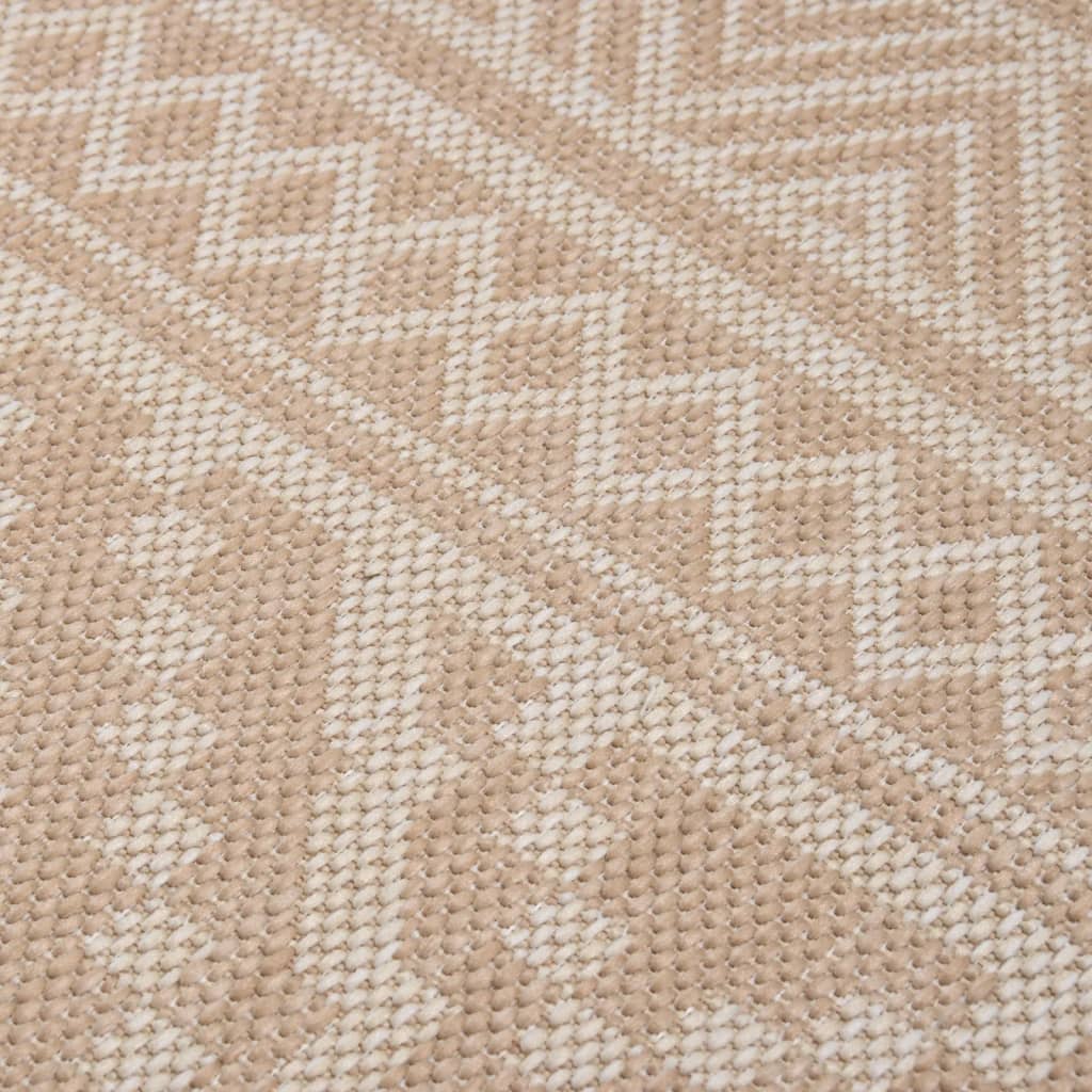 vidaXL Tapis à tissage plat d'extérieur 100x200 cm Rayures brunes
