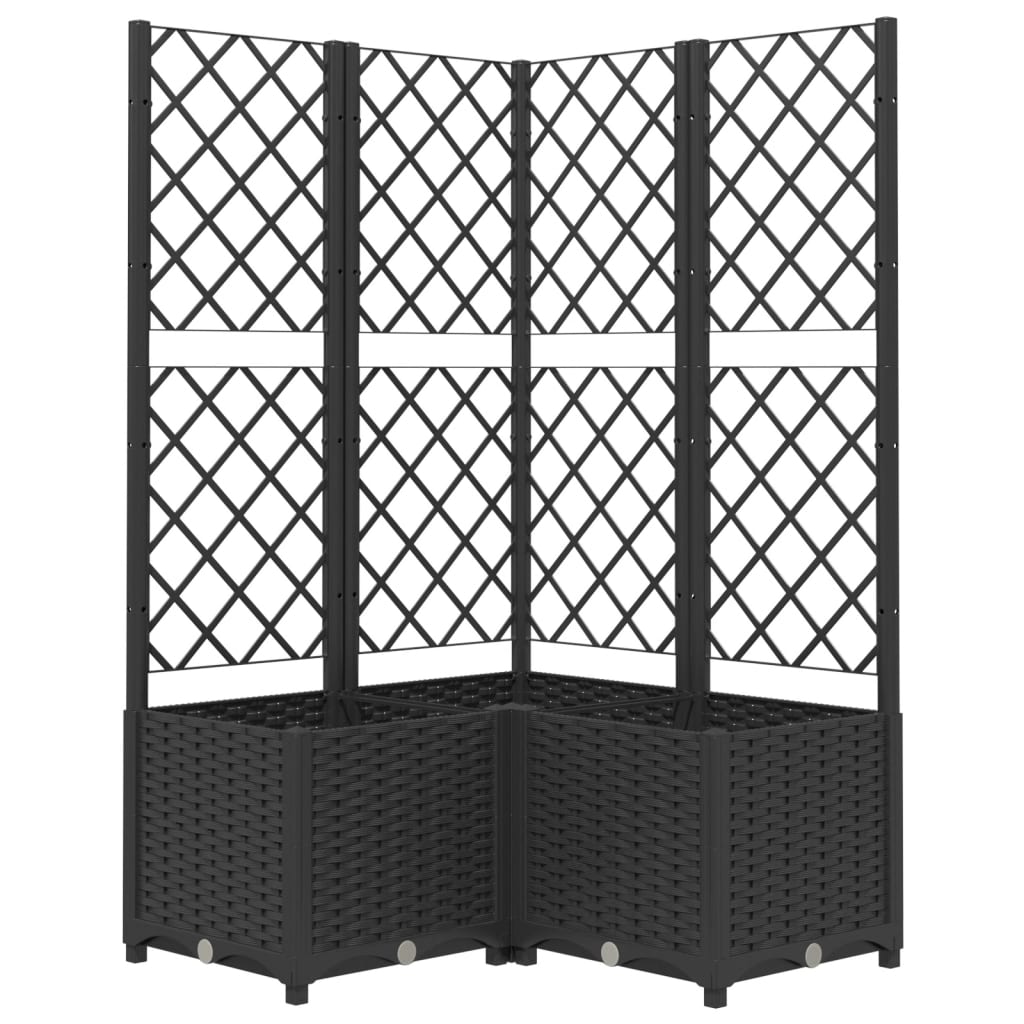 vidaXL Jardinière avec treillis Noir 80x80x136 cm PP