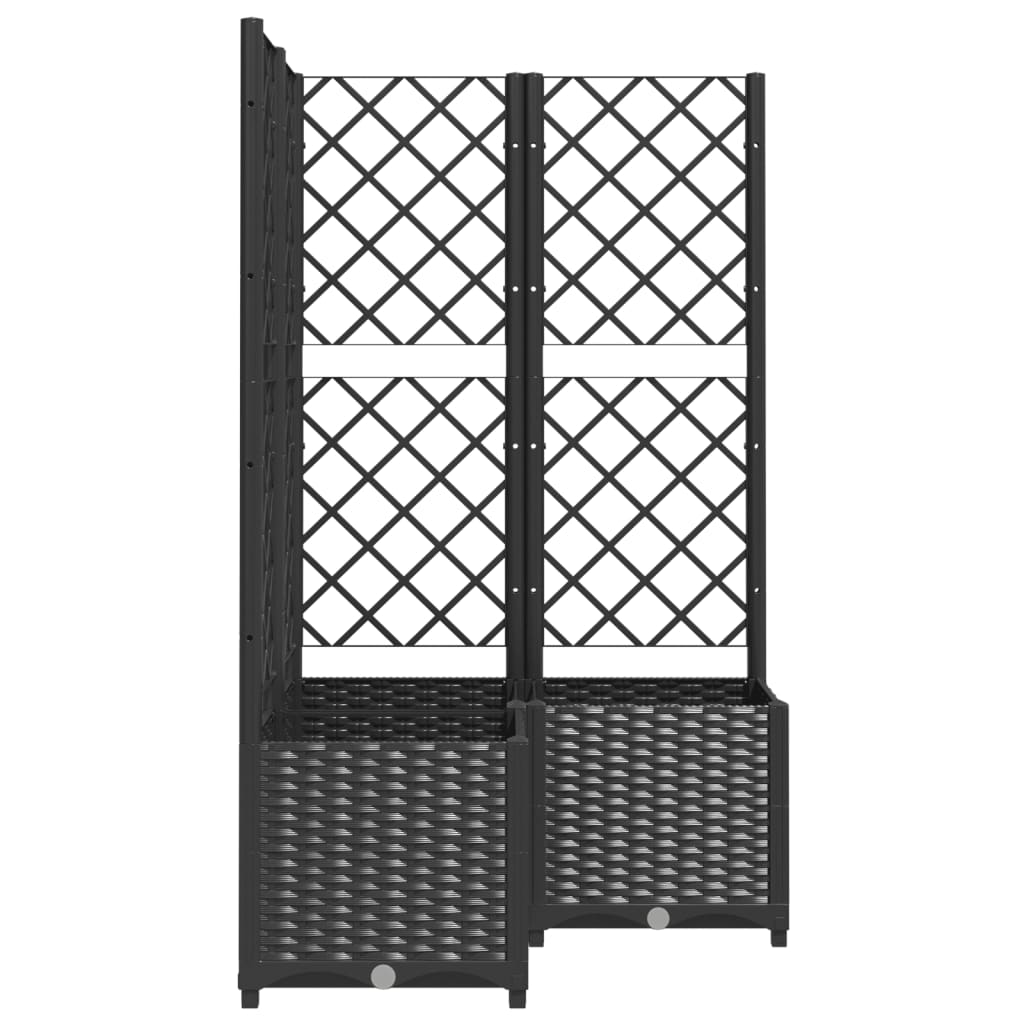 vidaXL Jardinière avec treillis Noir 80x80x136 cm PP
