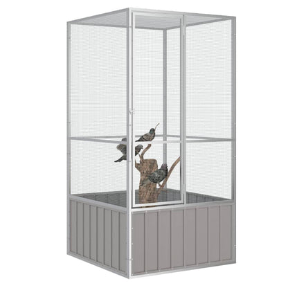 vidaXL Cage à oiseaux Gris 111x107x211,5 cm Acier galvanisé