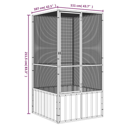 vidaXL Cage à oiseaux Gris 111x107x211,5 cm Acier galvanisé