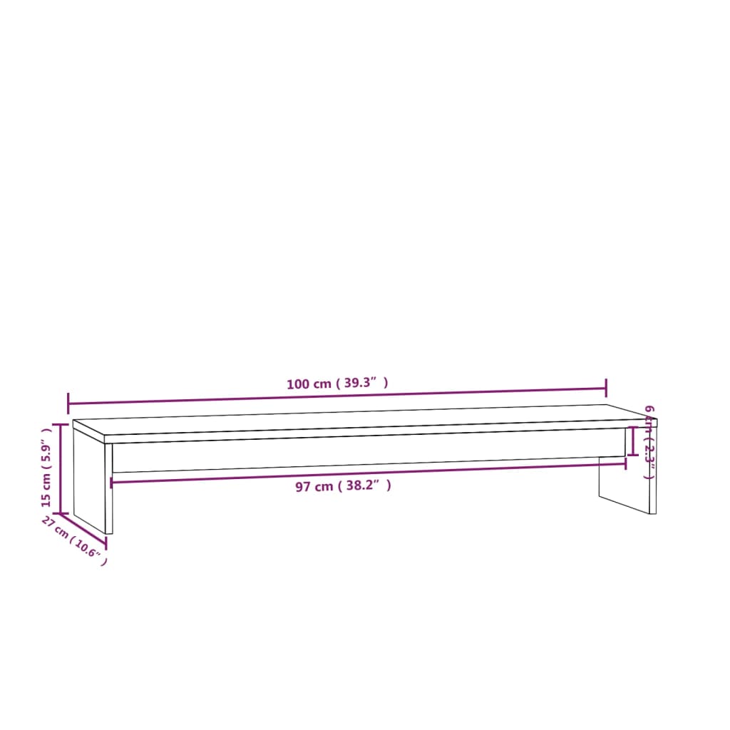 vidaXL Support de moniteur 100x27x15 cm Bois de pin solide