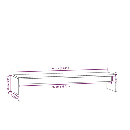 vidaXL Support de moniteur 100x27x15 cm Bois de pin solide