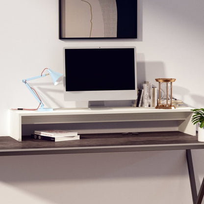 vidaXL Support de moniteur Blanc 100x27x15 cm Bois de pin solide