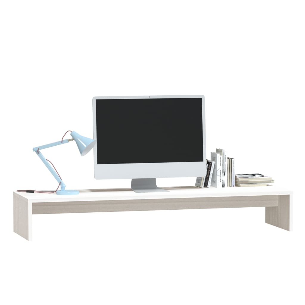 vidaXL Support de moniteur Blanc 100x27x15 cm Bois de pin solide