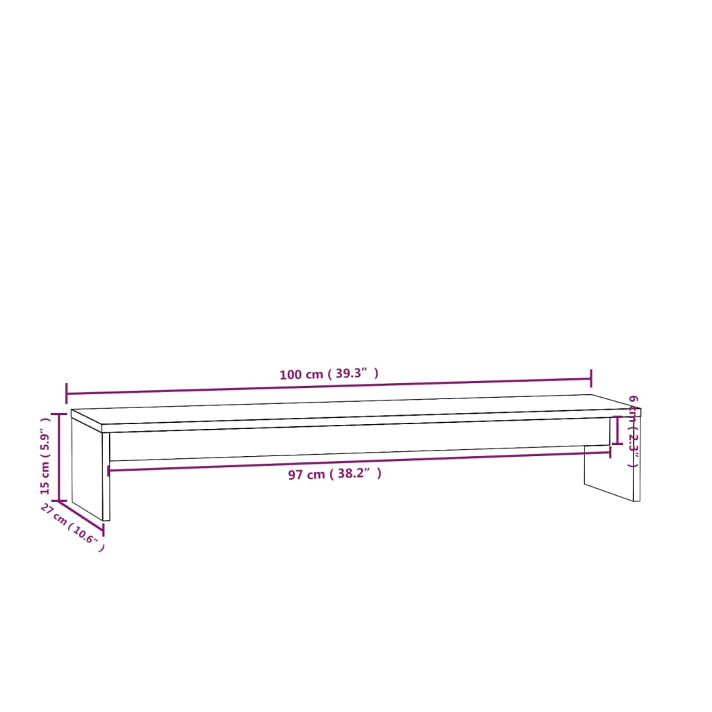vidaXL Support de moniteur Blanc 100x27x15 cm Bois de pin solide
