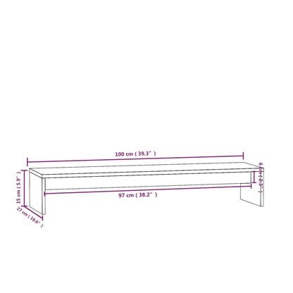 vidaXL Support de moniteur Blanc 100x27x15 cm Bois de pin solide