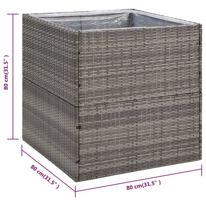 vidaXL Jardinière Gris 80x80x80 cm Résine tressée