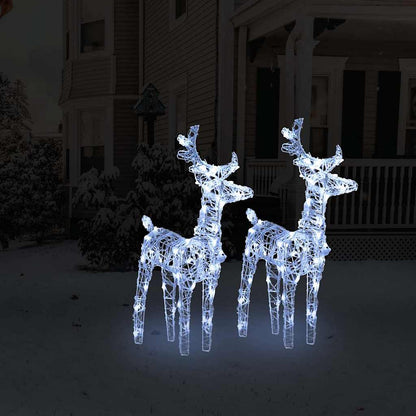 vidaXL Rennes de Noël 2 pcs 80 LED Blanc froid Acrylique