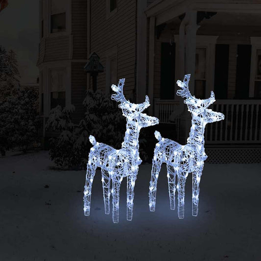 vidaXL Rennes de Noël 2 pcs 80 LED Blanc froid Acrylique