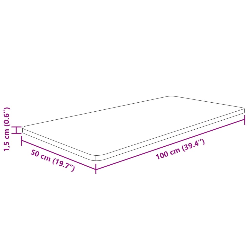 vidaXL Comptoir de salle de bain 100x50x1,5 cm Bois massif non traité