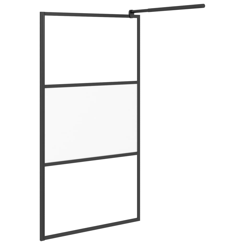 vidaXL Paroi de douche 100x195 cm Verre ESG demi-dépoli Noir