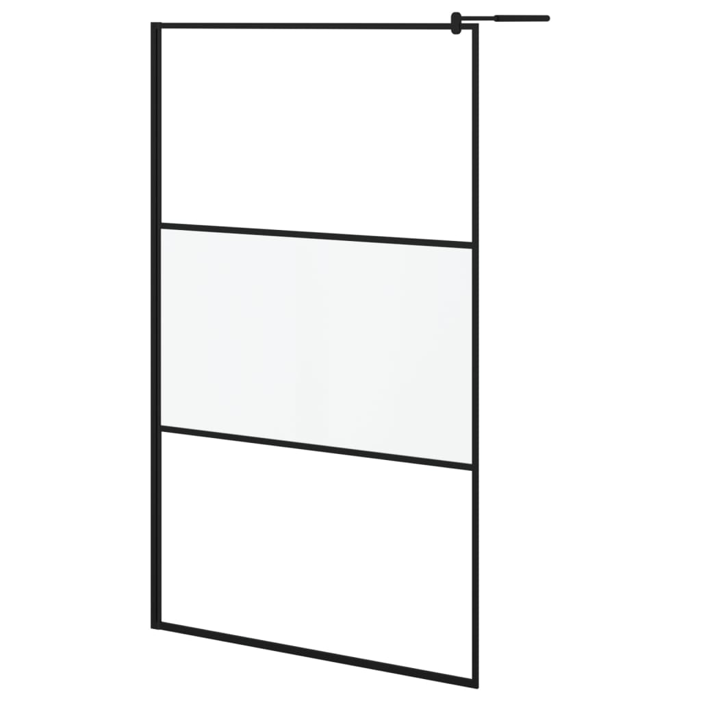 vidaXL Paroi de douche 115x195 cm Verre ESG demi-dépoli Noir
