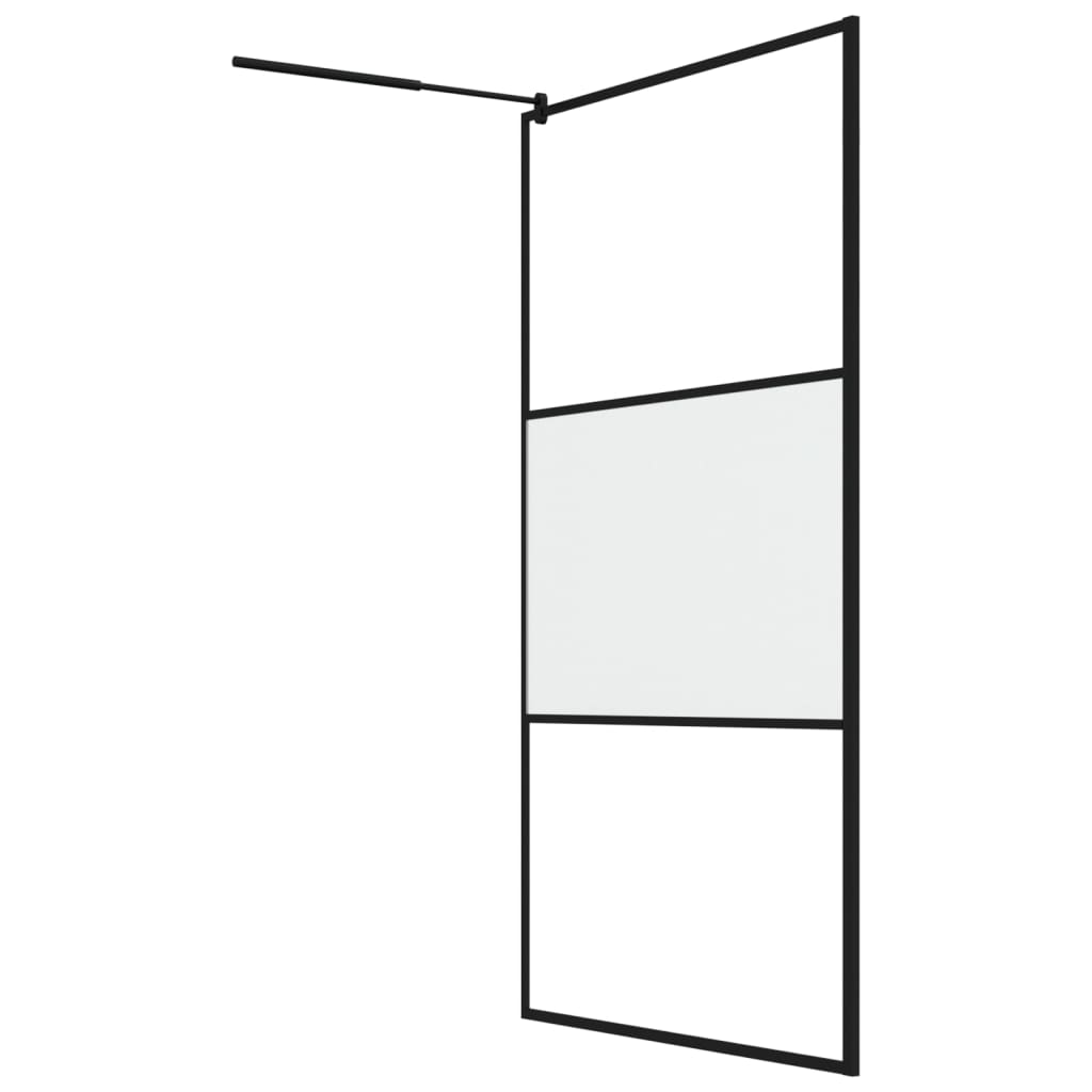 vidaXL Paroi de douche 115x195 cm Verre ESG demi-dépoli Noir