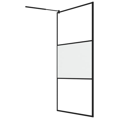 vidaXL Paroi de douche 115x195 cm Verre ESG demi-dépoli Noir