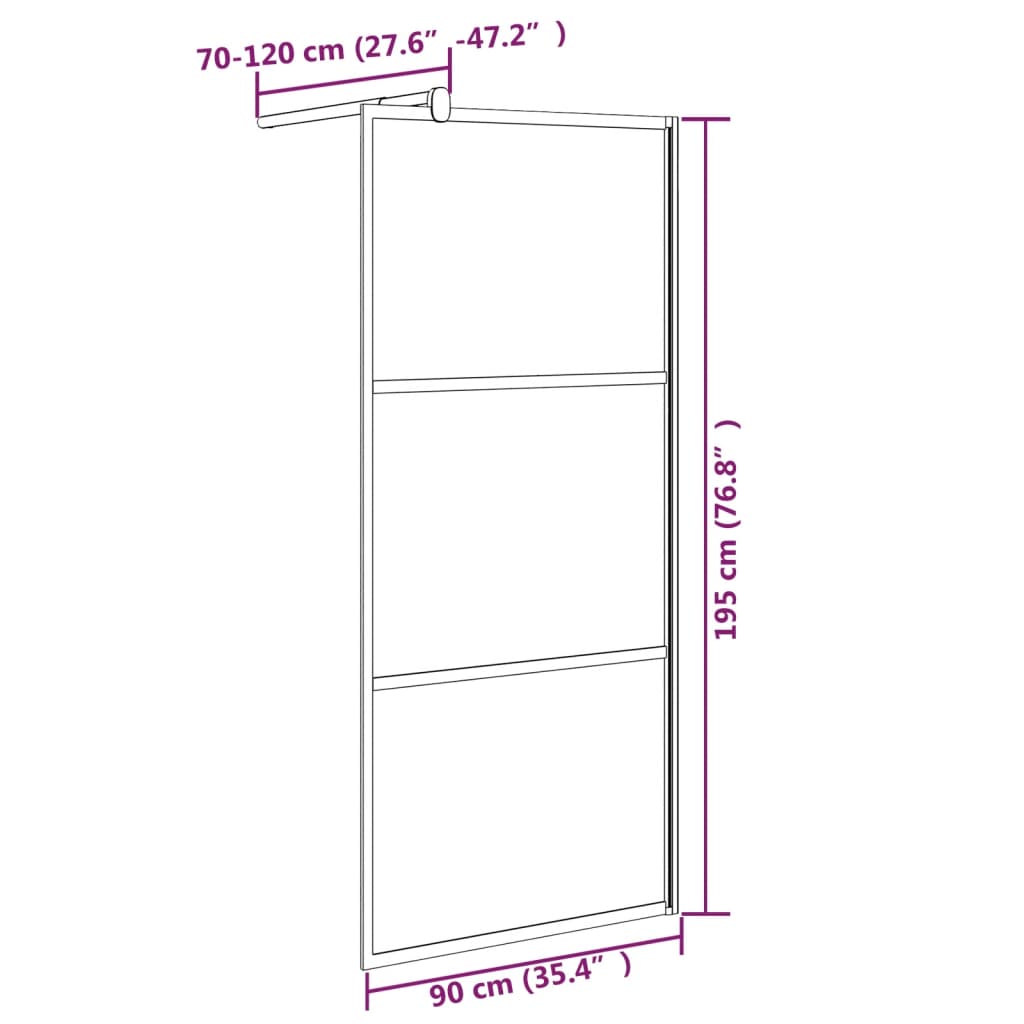 vidaXL Paroi de douche 90x195 cm Verre ESG dépoli Noir
