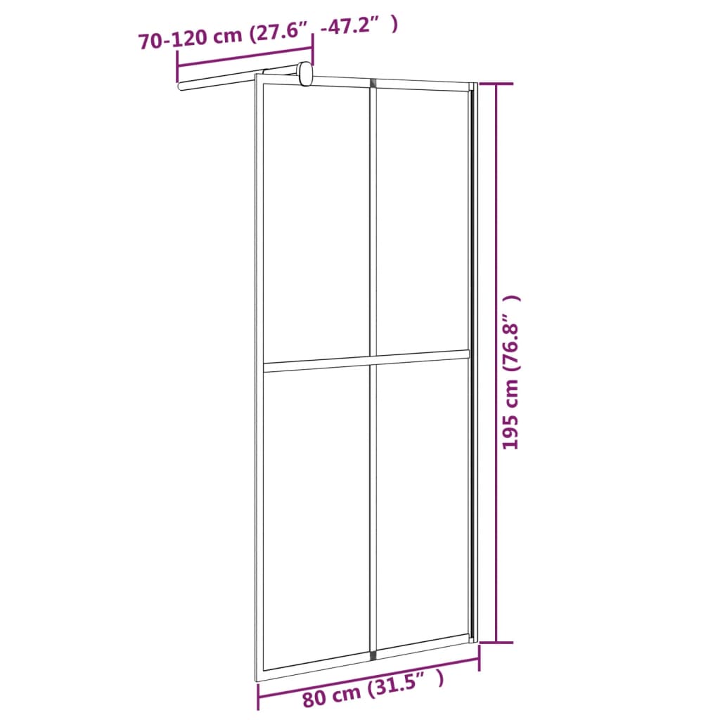 vidaXL Écran de douche 80x195 cm Verre trempé foncé
