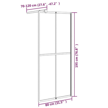 vidaXL Écran de douche 80x195 cm Verre trempé foncé