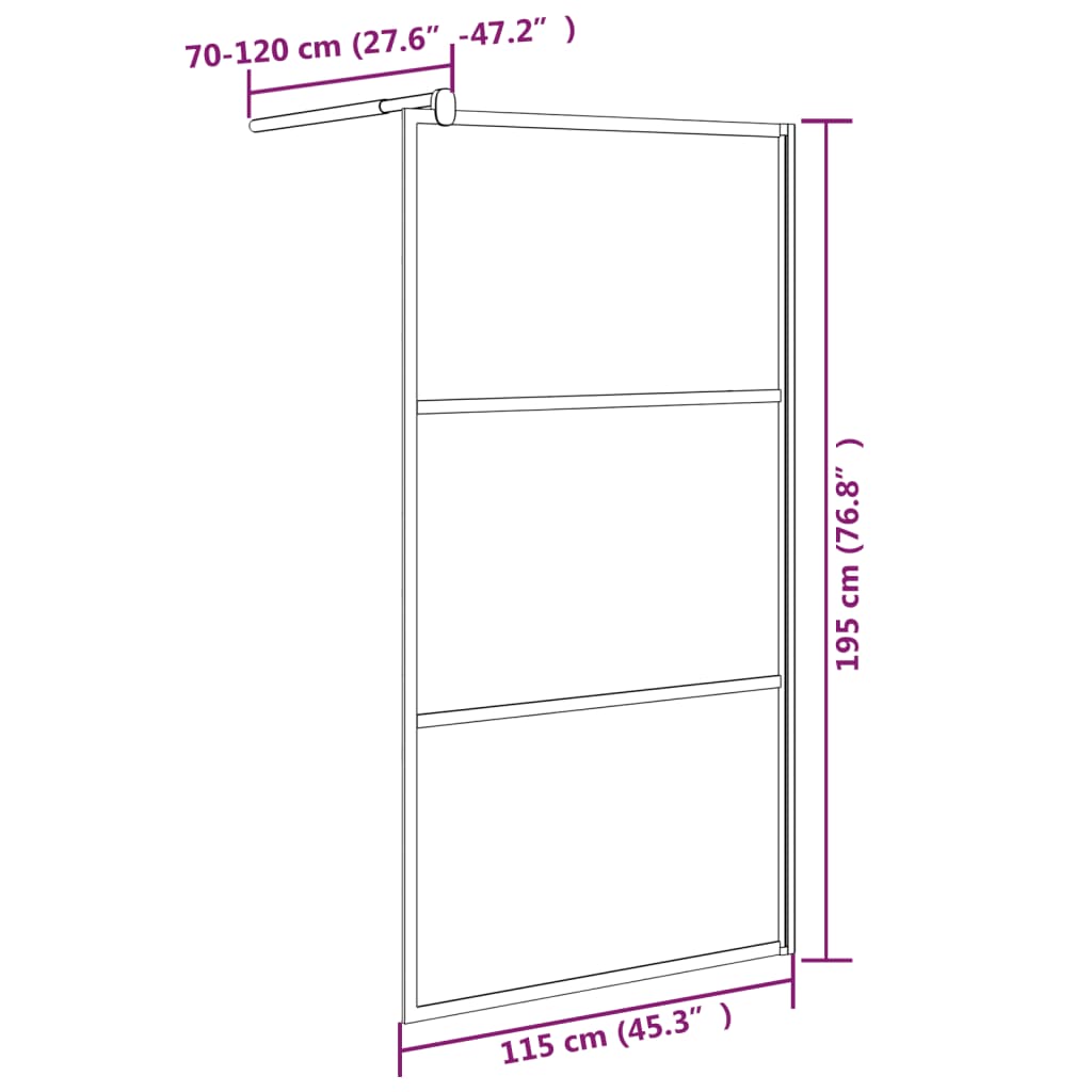 vidaXL Paroi de douche 115x195 cm Verre ESG foncé Noir