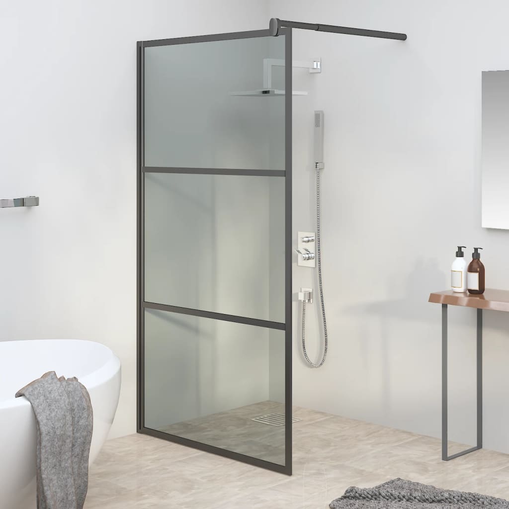 vidaXL Paroi de douche 115x195 cm Verre ESG foncé Noir