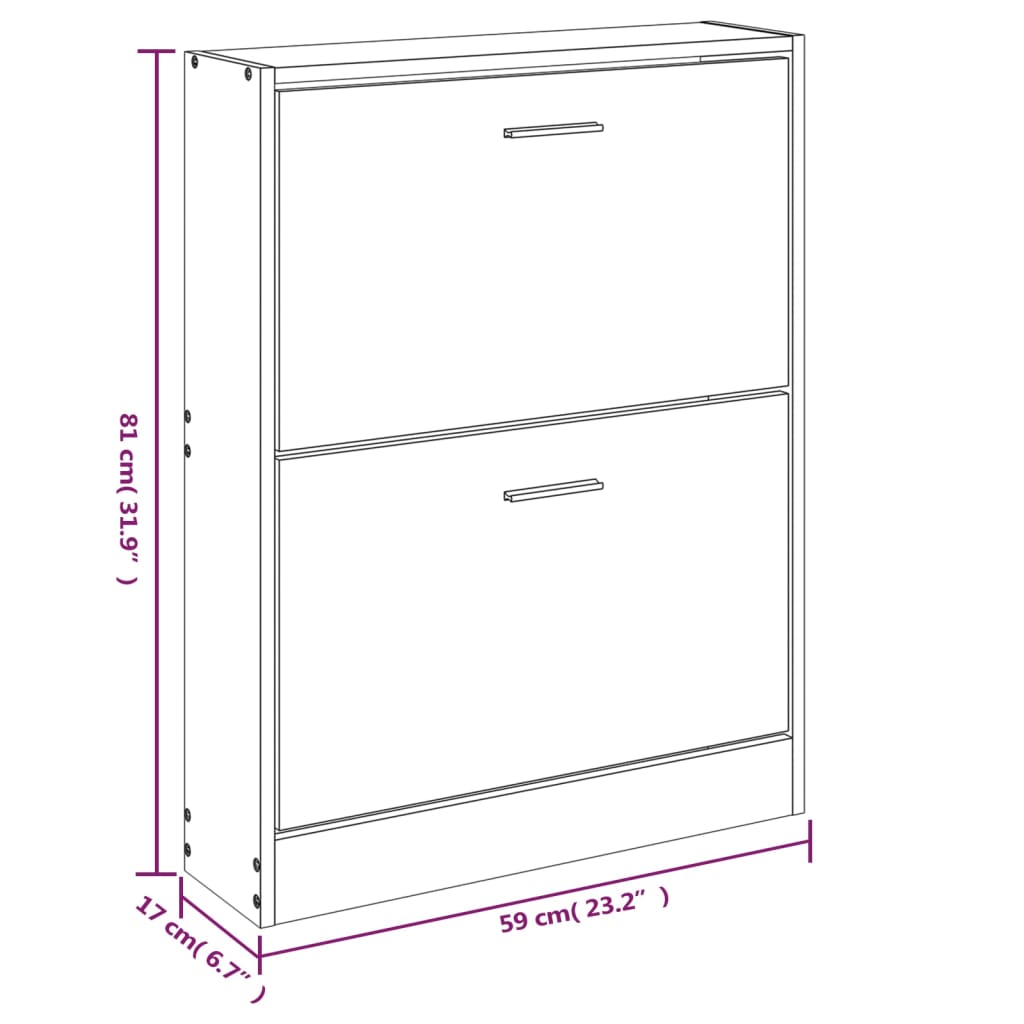 vidaXL Armoire à chaussures Gris béton 59x17x81 cm Bois d'ingénierie