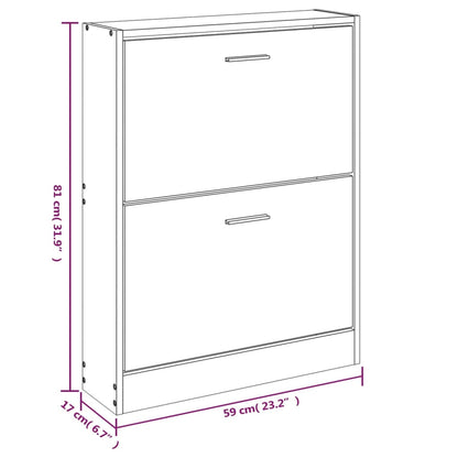 vidaXL Armoire à chaussures Gris béton 59x17x81 cm Bois d'ingénierie