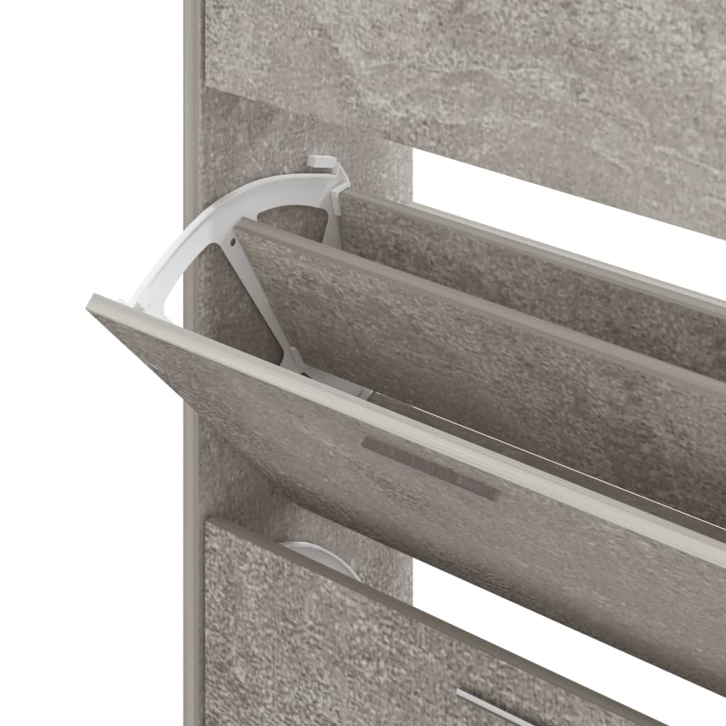 vidaXL Armoire à chaussures Gris béton 63x24x147 cm Bois d'ingénierie