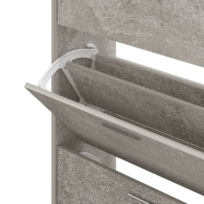vidaXL Armoire à chaussures Gris béton 63x24x147 cm Bois d'ingénierie