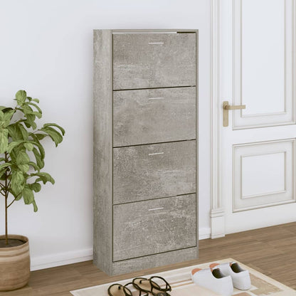 vidaXL Armoire à chaussures Gris béton 63x24x147 cm Bois d'ingénierie