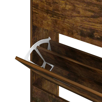 vidaXL Armoire à chaussures Chêne fumé 63x24x147 cm Bois d'ingénierie