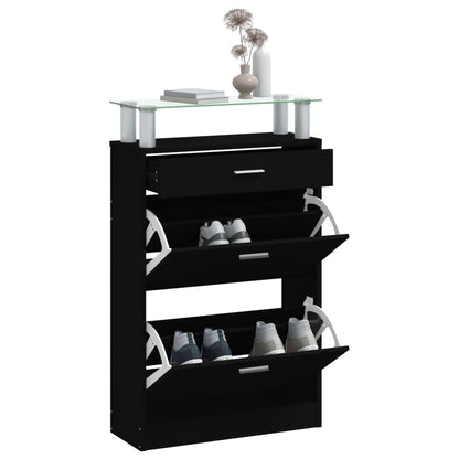 vidaXL Armoire à chaussures Noir 63x24x104 cm Bois d'ingénierie