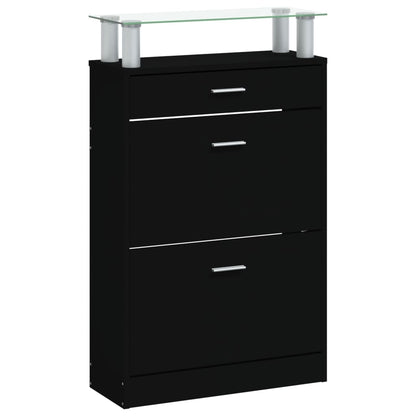 vidaXL Armoire à chaussures Noir 63x24x104 cm Bois d'ingénierie
