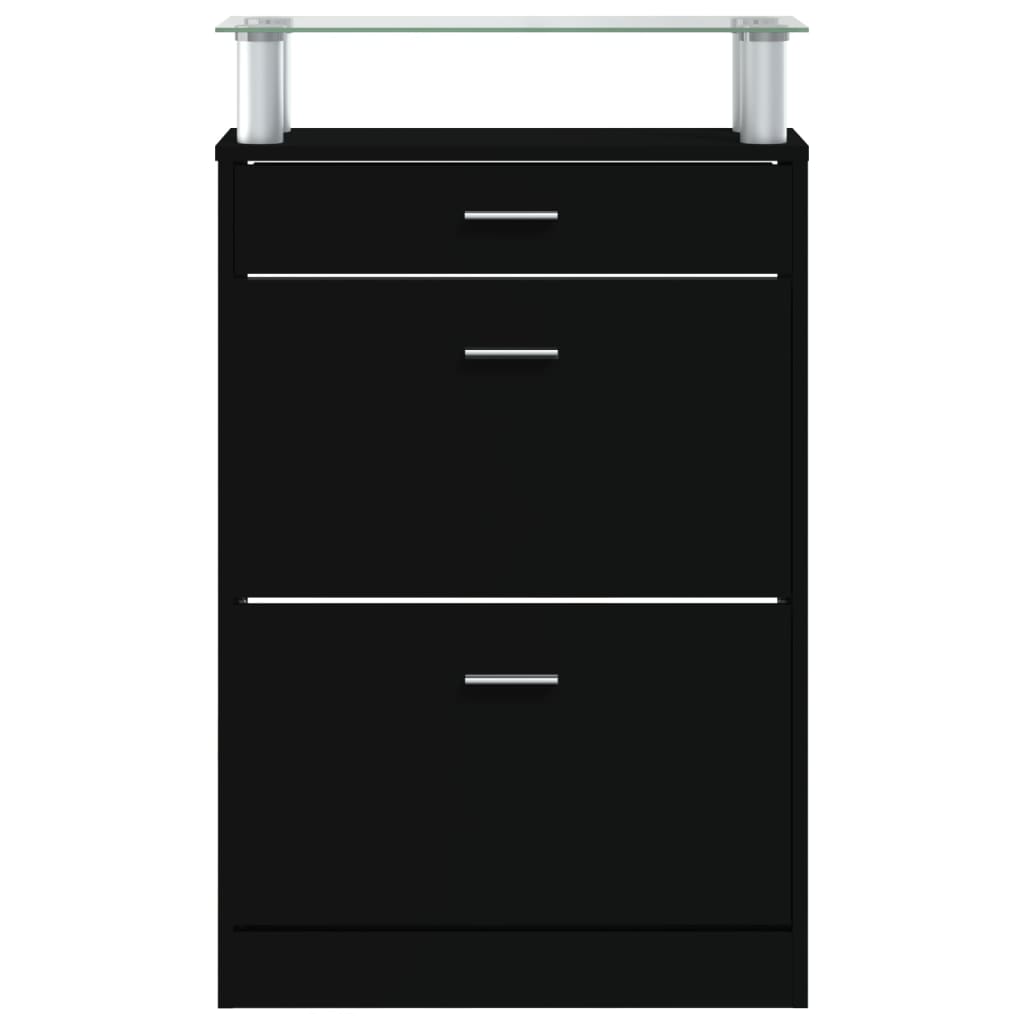 vidaXL Armoire à chaussures Noir 63x24x104 cm Bois d'ingénierie