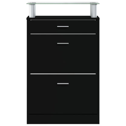 vidaXL Armoire à chaussures Noir 63x24x104 cm Bois d'ingénierie
