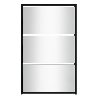 vidaXL Armoire à chaussures avec miroir 3 niveaux Noir 63x17x102,5 cm