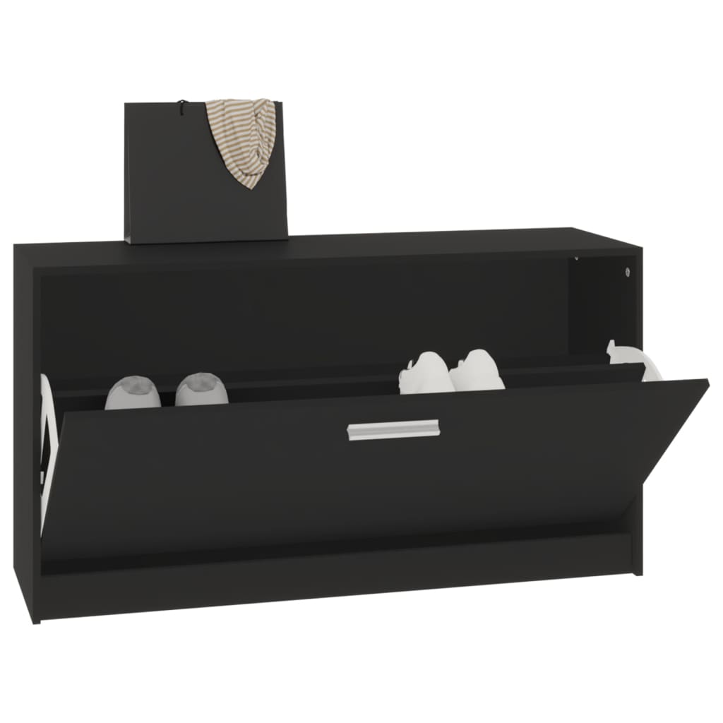 vidaXL Banc à chaussures Noir 80x24x45 cm Bois d'ingénierie