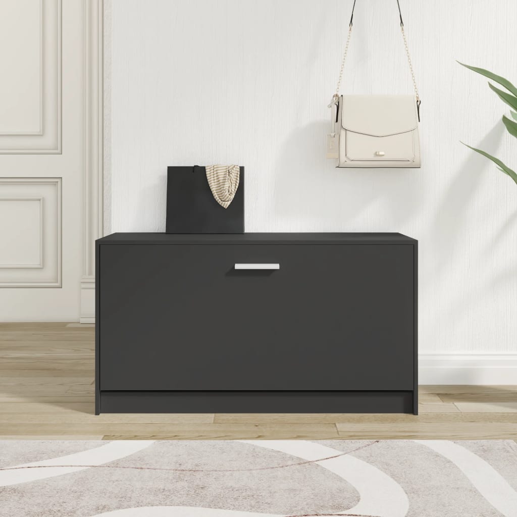 vidaXL Banc à chaussures Noir 80x24x45 cm Bois d'ingénierie