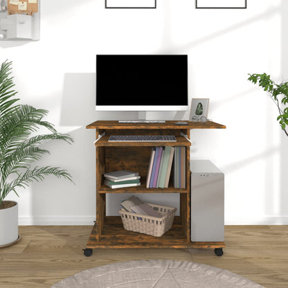 vidaXL Bureau d'ordinateur Chêne fumé 80x50x75 cm Bois d'ingénierie