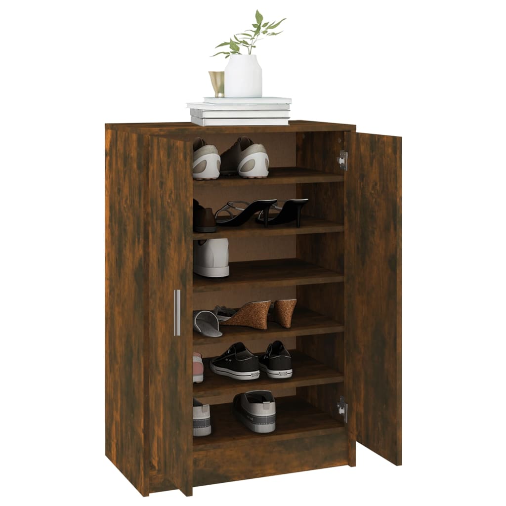 vidaXL Meuble à chaussures Chêne fumé 60x35x92 cm Bois d'ingénierie