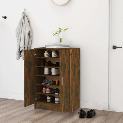 vidaXL Meuble à chaussures Chêne fumé 60x35x92 cm Bois d'ingénierie