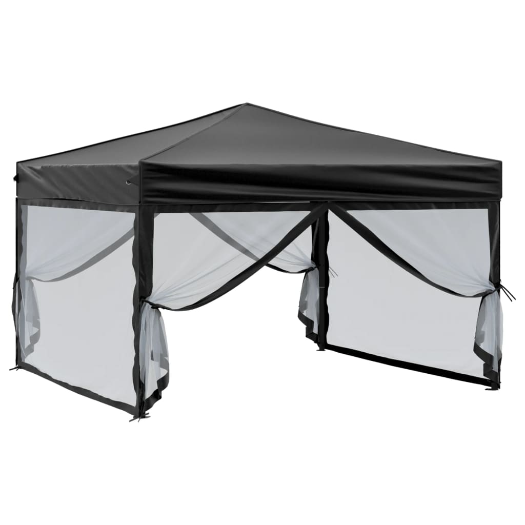 vidaXL Tente de réception pliable avec parois Noir 3x3 m