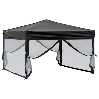 vidaXL Tente de réception pliable avec parois Noir 3x3 m