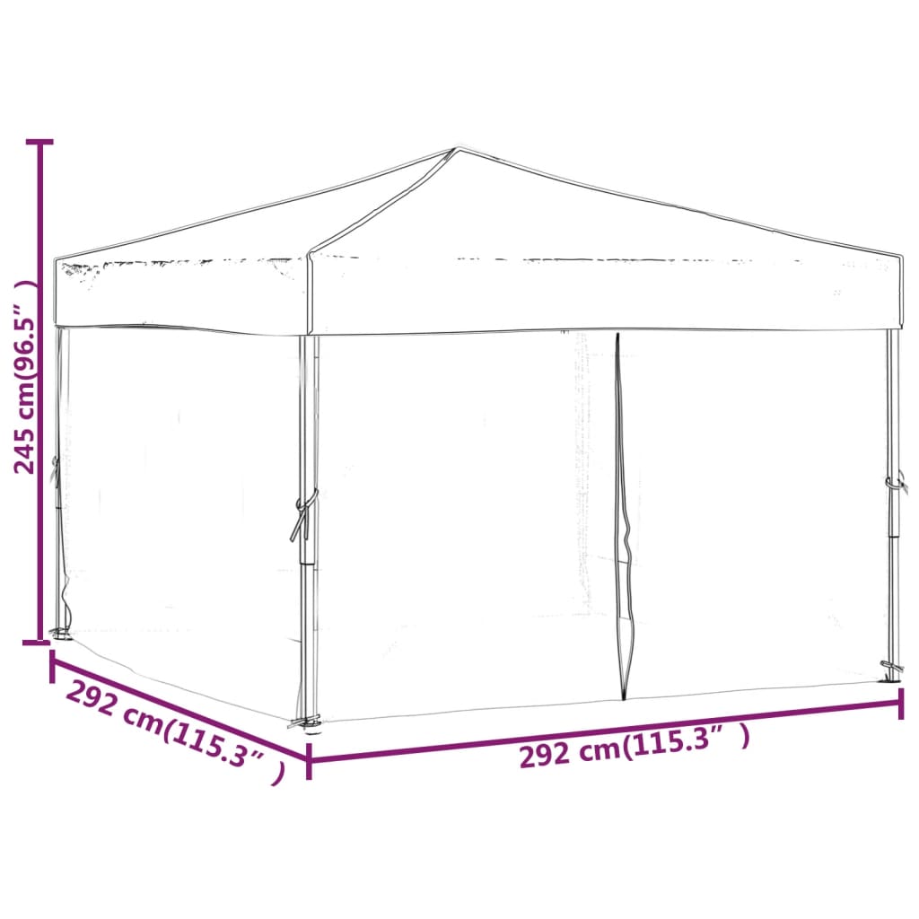vidaXL Tente de réception pliable avec parois Noir 3x3 m