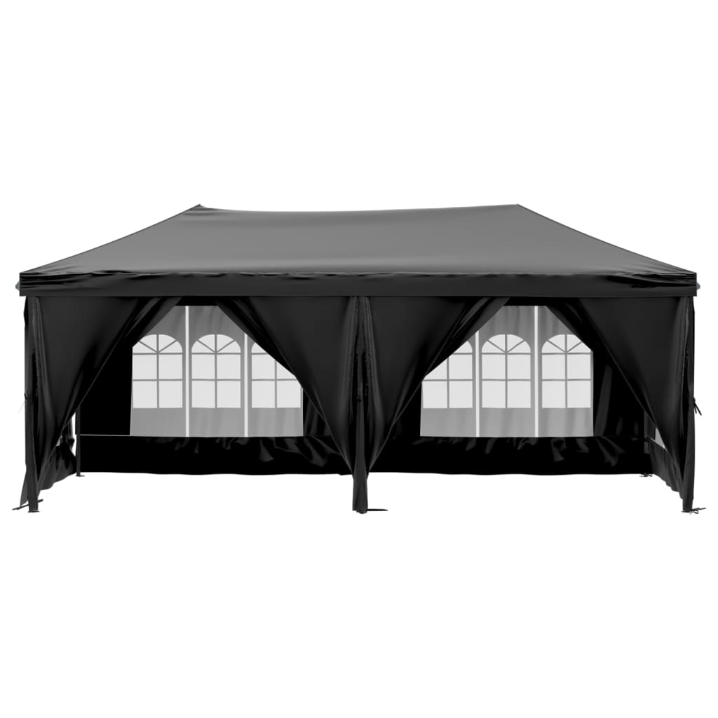 vidaXL Tente de réception pliable avec parois Noir 3x6 m