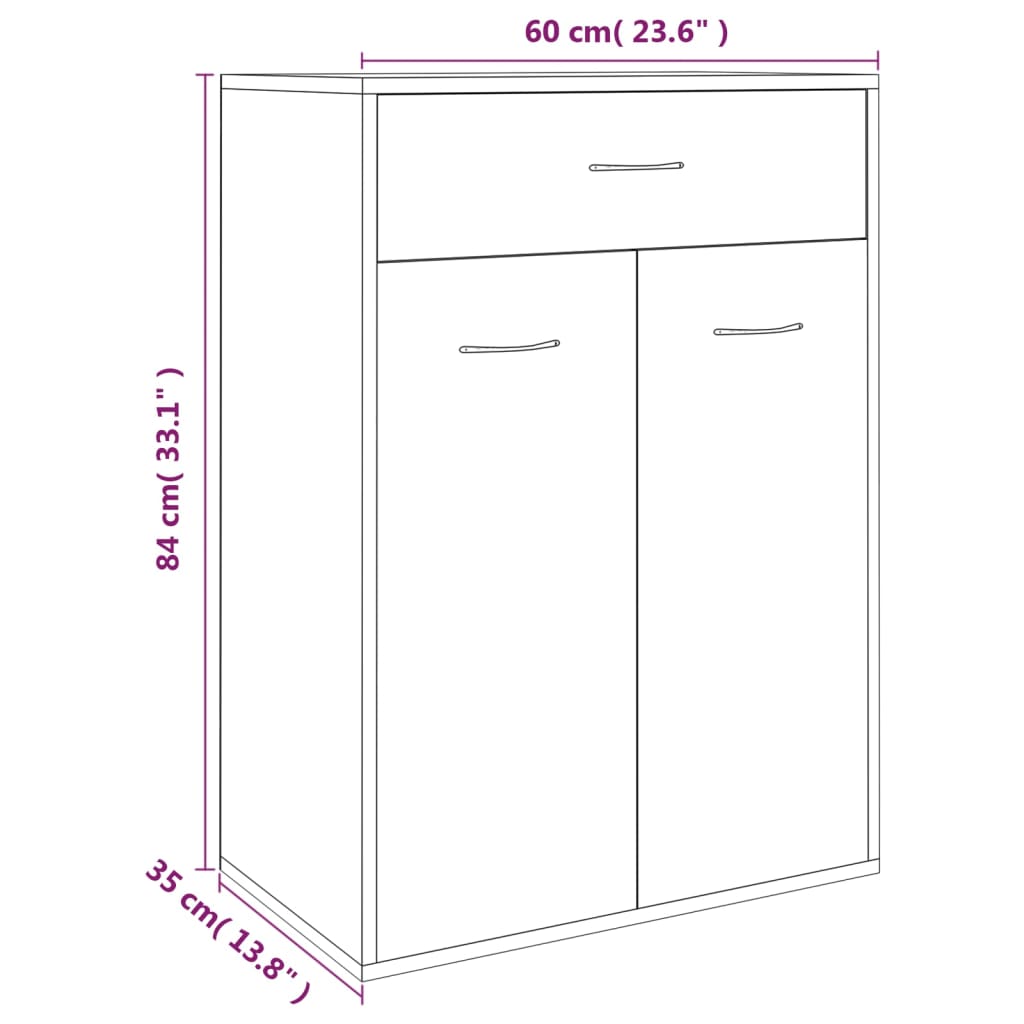 vidaXL Armoire à chaussures Sonoma gris 60x35x84 cm Bois d'ingénierie