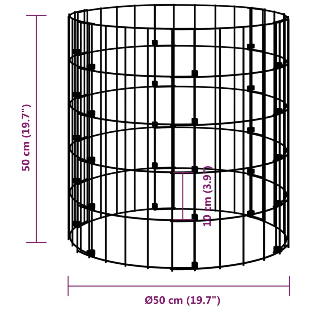 vidaXL Poteau à gabion circulaire Acier galvanisé Ø50x50 cm