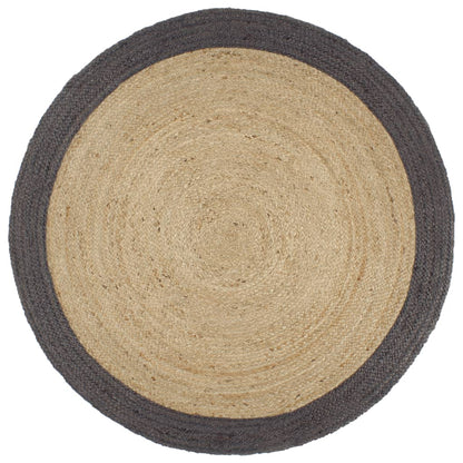 vidaXL Tapis fait à la main Jute avec bord gris foncé 210 cm