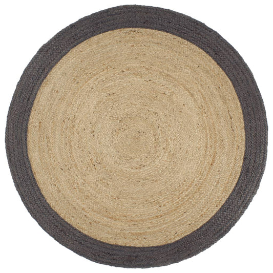 vidaXL Tapis fait à la main Jute avec bord gris foncé 210 cm